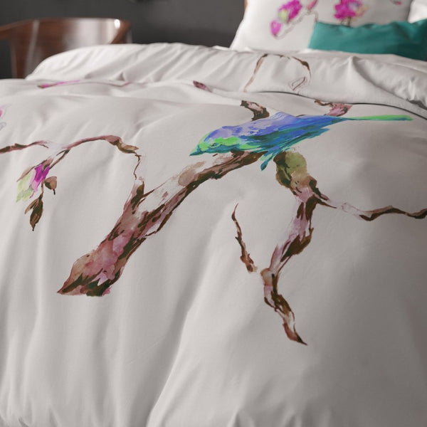 100% Microfibre Duvet Cover Set Magnolias | White | Single - 140cm (W) x 220cm (L) - The Bedding & Blankets Store