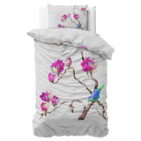100% Microfibre Duvet Cover Set Magnolias | White | Single - 140cm (W) x 220cm (L) - The Bedding & Blankets Store