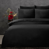 100% Microfibre Duvet Cover Set Monte Negro | Black | Single - 140cm (W) x 220cm (L) - The Bedding & Blankets Store