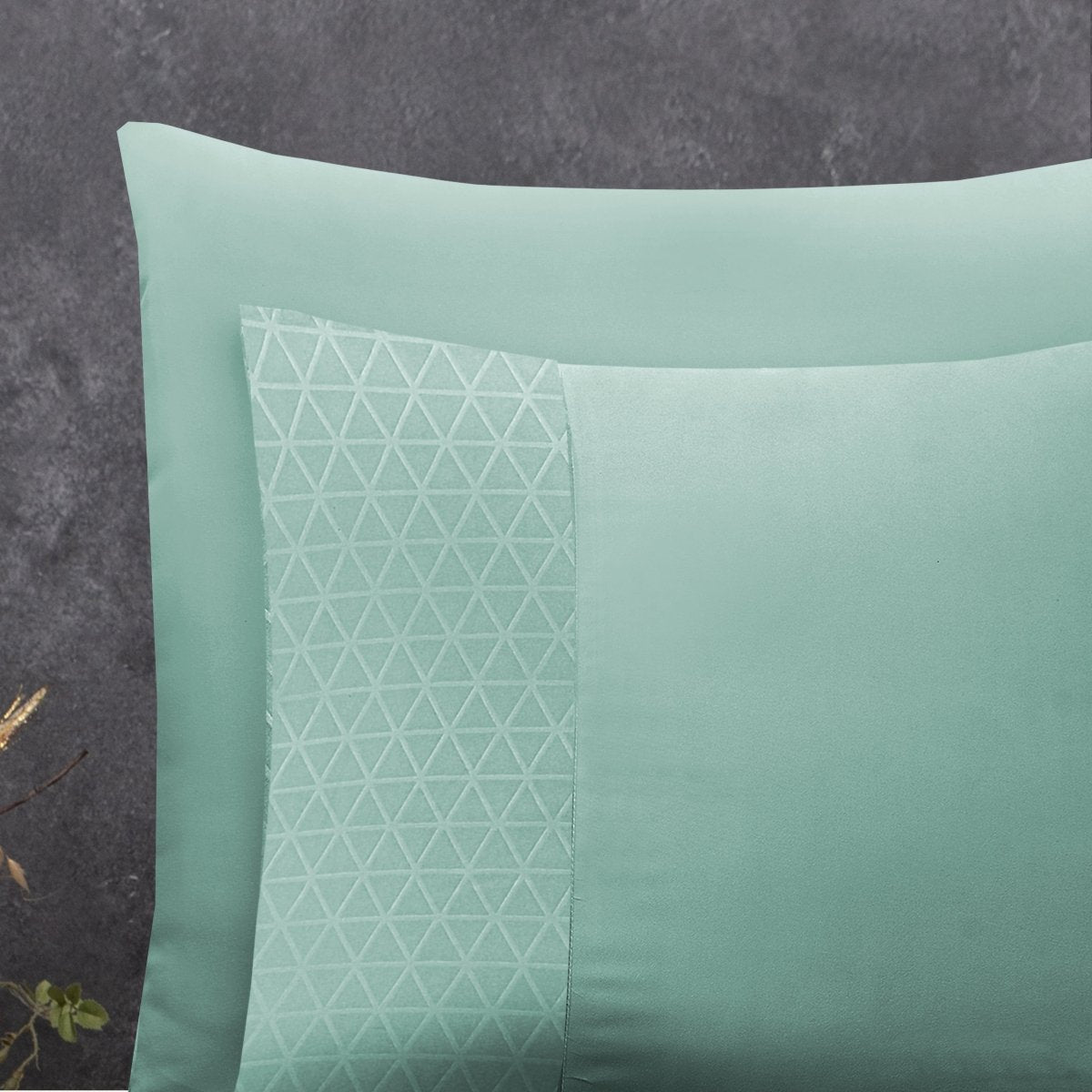 100% Microfibre Duvet Cover Set Monte Negro | Mint Green | Single - 140cm (W) x 220cm (L) - The Bedding & Blankets Store