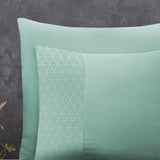 100% Microfibre Duvet Cover Set Monte Negro | Mint Green | Single - 140cm (W) x 220cm (L) - The Bedding & Blankets Store