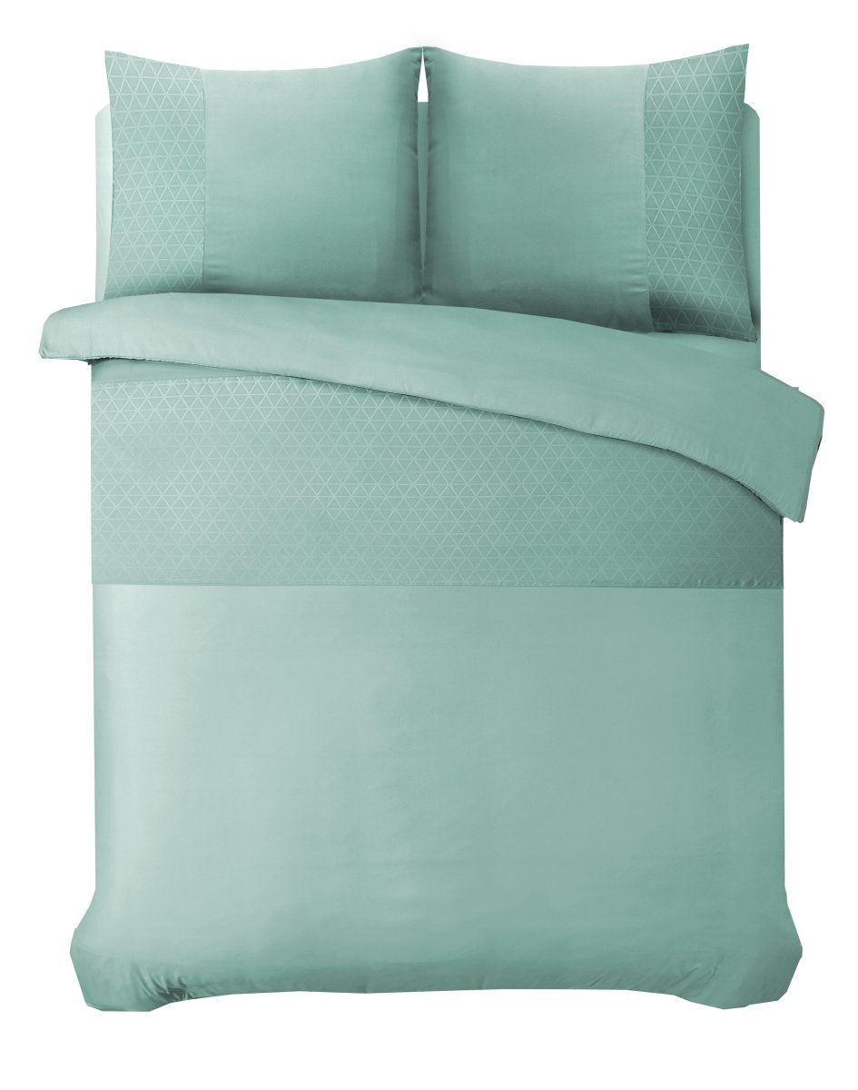 100% Microfibre Duvet Cover Set Monte Negro | Mint Green | Single - 140cm (W) x 220cm (L) - The Bedding & Blankets Store