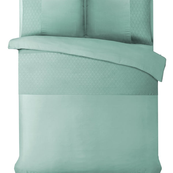 100% Microfibre Duvet Cover Set Monte Negro | Mint Green | Single - 140cm (W) x 220cm (L) - The Bedding & Blankets Store