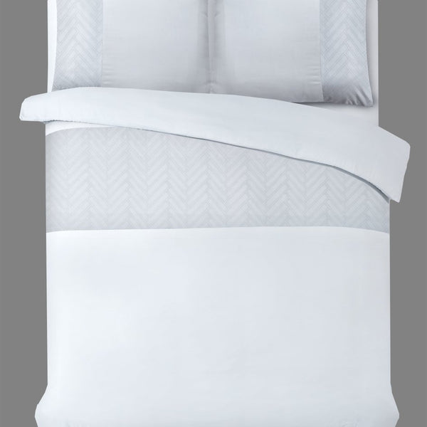 100% Microfibre Duvet Cover Set Monte Negro | White | Single - 140cm (W) x 220cm (L) - The Bedding & Blankets Store