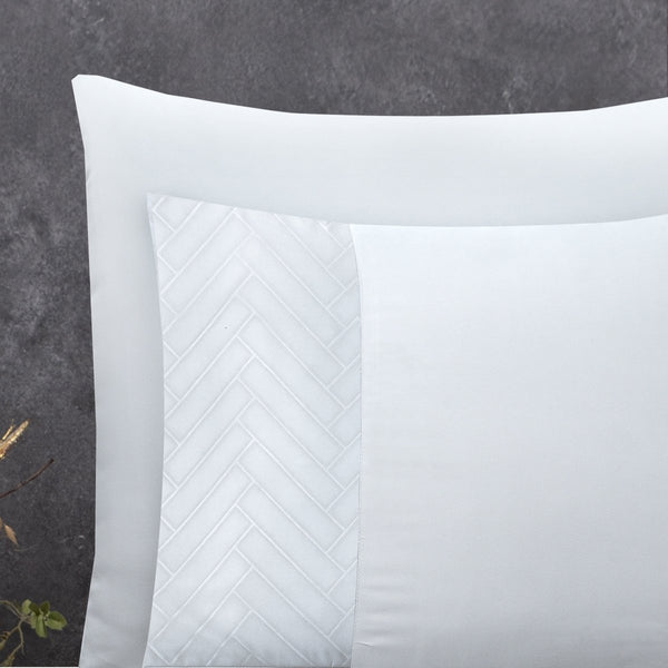 100% Microfibre Duvet Cover Set Monte Negro | White | Single - 140cm (W) x 220cm (L) - The Bedding & Blankets Store