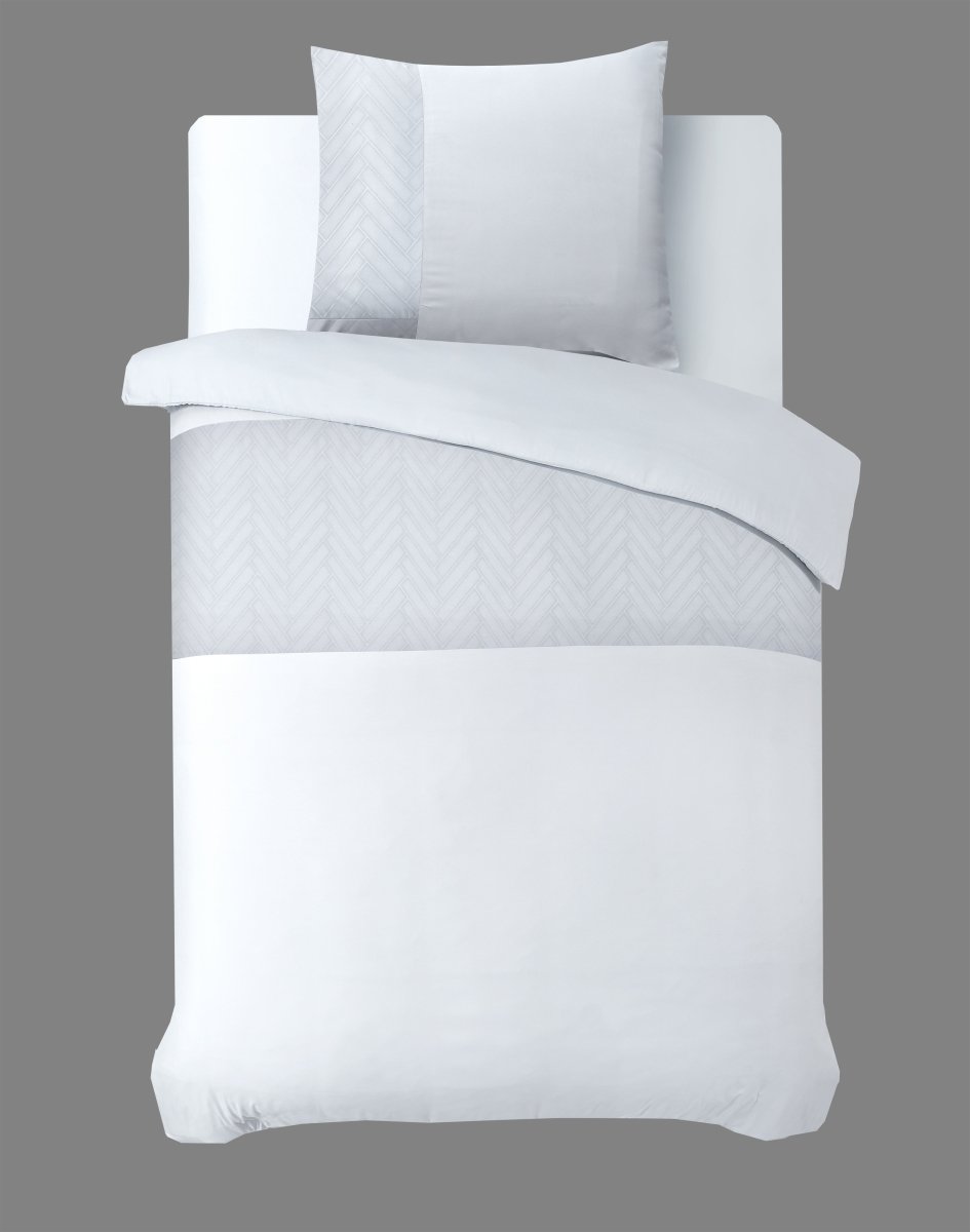 100% Microfibre Duvet Cover Set Monte Negro | White | Single - 140cm (W) x 220cm (L) - The Bedding & Blankets Store