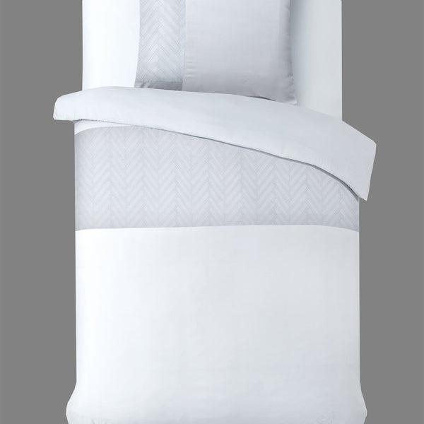 100% Microfibre Duvet Cover Set Monte Negro | White | Single - 140cm (W) x 220cm (L) - The Bedding & Blankets Store
