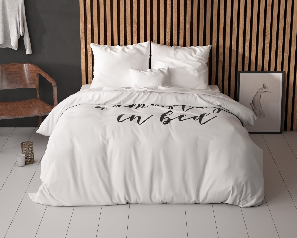 100% Microfibre Duvet Cover Set Namastay | White | Single - 140cm (W) x 220cm (L) - The Bedding & Blankets Store