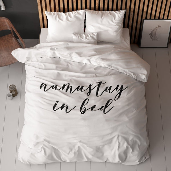 100% Microfibre Duvet Cover Set Namastay | White | Single - 140cm (W) x 220cm (L) - The Bedding & Blankets Store