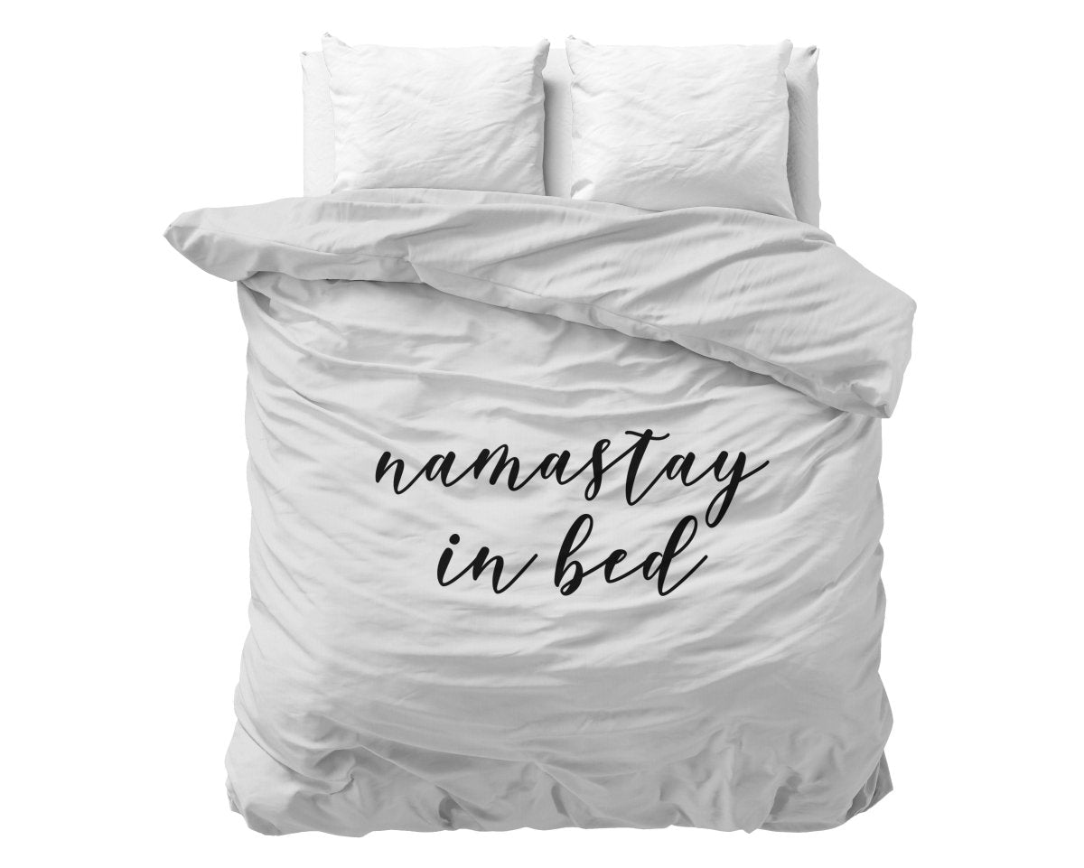 100% Microfibre Duvet Cover Set Namastay | White | Single - 140cm (W) x 220cm (L) - The Bedding & Blankets Store