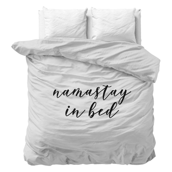 100% Microfibre Duvet Cover Set Namastay | White | Single - 140cm (W) x 220cm (L) - The Bedding & Blankets Store