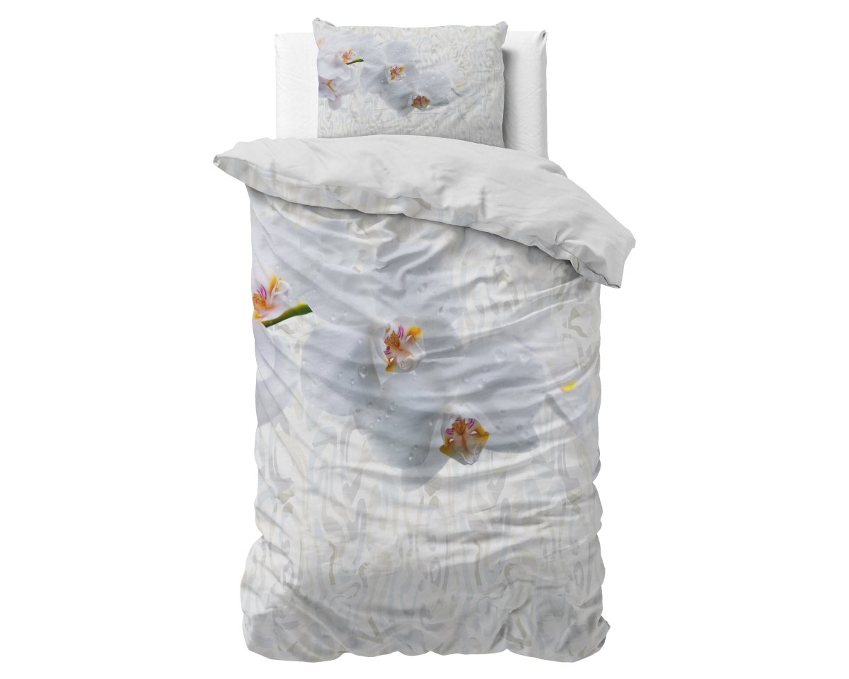 100% Microfibre Duvet Cover Set Orchid | White | Single - 140cm (W) x 220cm (L) - The Bedding & Blankets Store