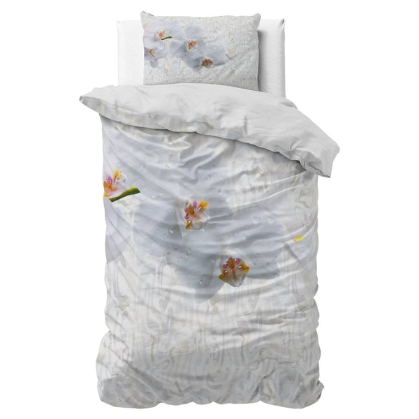 100% Microfibre Duvet Cover Set Orchid | White | Single - 140cm (W) x 220cm (L) - The Bedding & Blankets Store