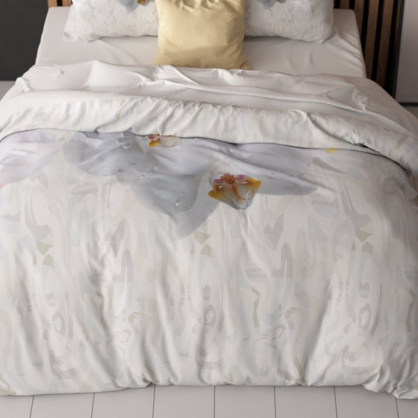 100% Microfibre Duvet Cover Set Orchid | White | Single - 140cm (W) x 220cm (L) - The Bedding & Blankets Store