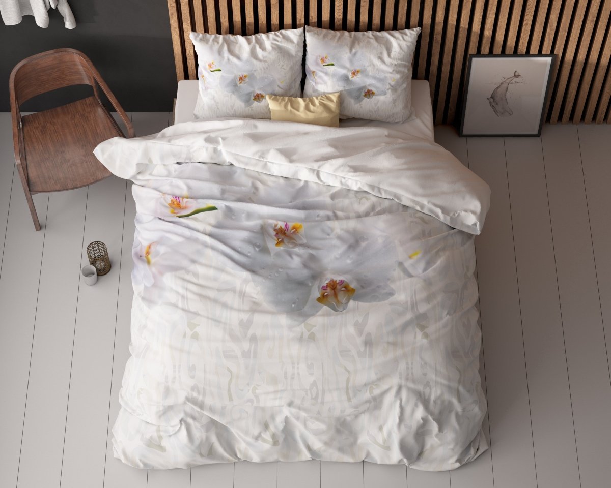 100% Microfibre Duvet Cover Set Orchid | White | Single - 140cm (W) x 220cm (L) - The Bedding & Blankets Store