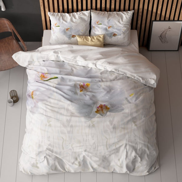 100% Microfibre Duvet Cover Set Orchid | White | Single - 140cm (W) x 220cm (L) - The Bedding & Blankets Store