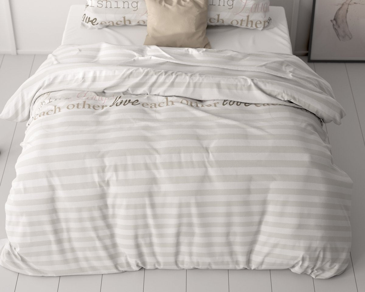 100% Microfibre Duvet Cover Set Pinky Words | Pink | Single - 140cm (W) x 220cm (L) - The Bedding & Blankets Store