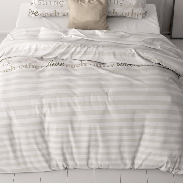 100% Microfibre Duvet Cover Set Pinky Words | Pink | Single - 140cm (W) x 220cm (L) - The Bedding & Blankets Store