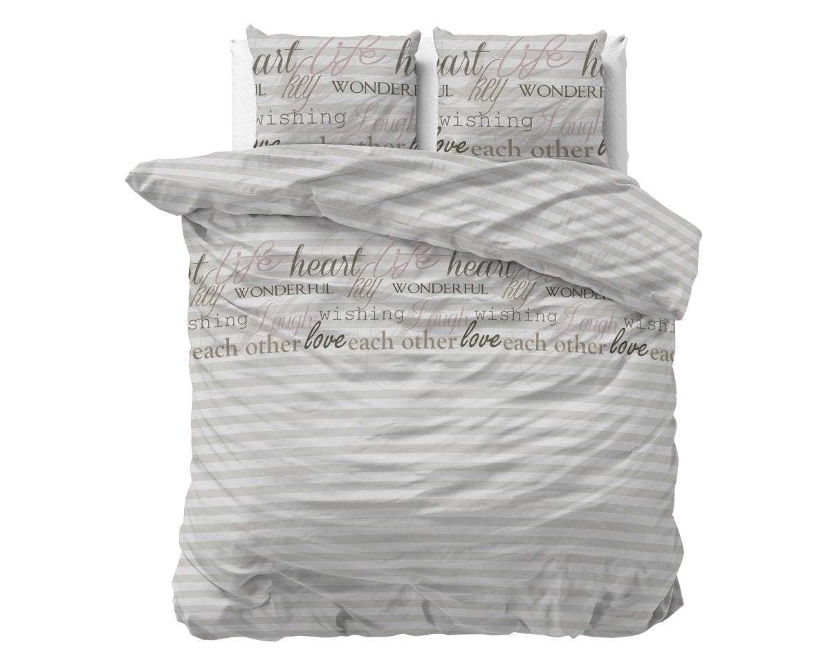 100% Microfibre Duvet Cover Set Pinky Words | Pink | Single - 140cm (W) x 220cm (L) - The Bedding & Blankets Store