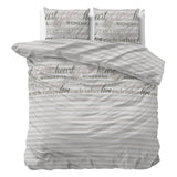 100% Microfibre Duvet Cover Set Pinky Words | Pink | Single - 140cm (W) x 220cm (L) - The Bedding & Blankets Store