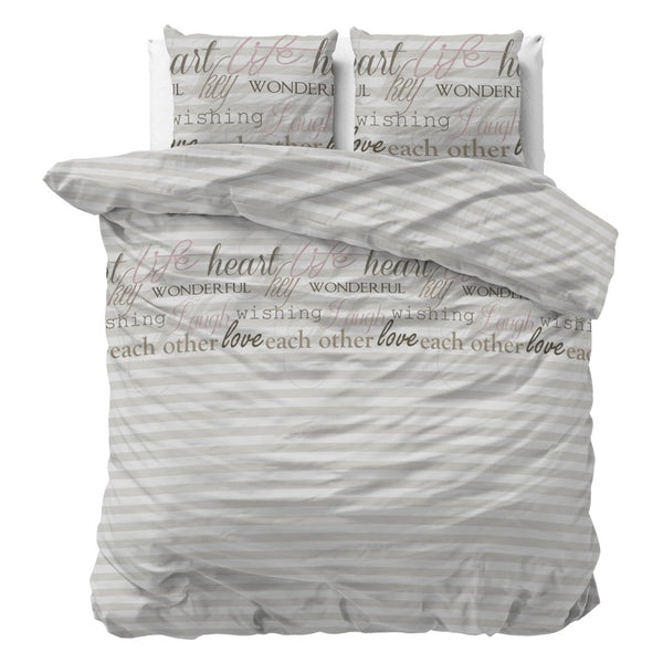 100% Microfibre Duvet Cover Set Pinky Words | Pink | Single - 140cm (W) x 220cm (L) - The Bedding & Blankets Store