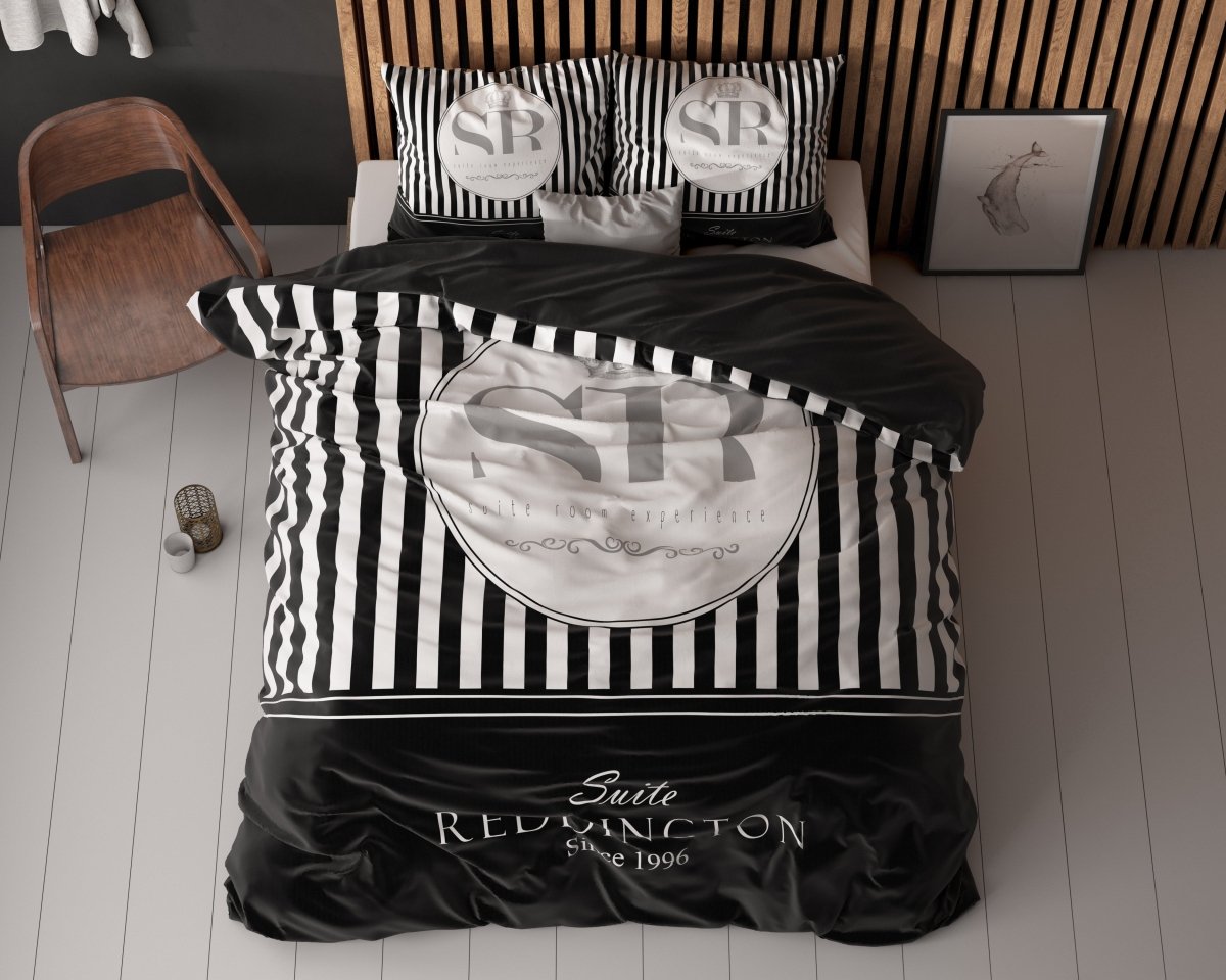 100% Microfibre Duvet Cover Set Reddington | Black | Single - 140cm (W) x 220cm (L) - The Bedding & Blankets Store