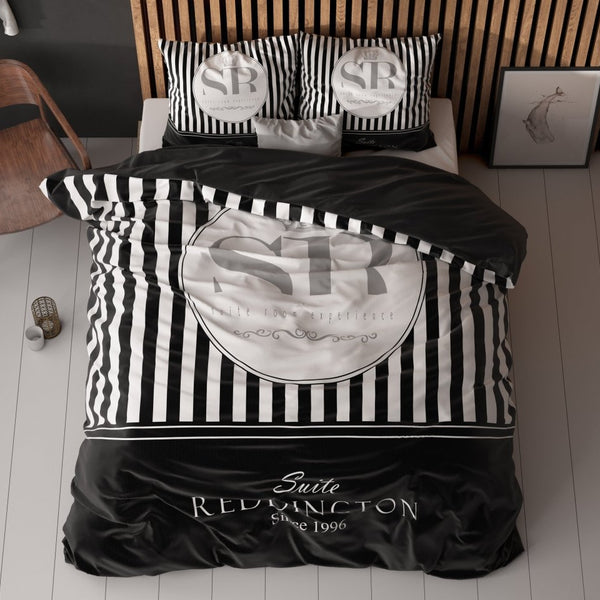 100% Microfibre Duvet Cover Set Reddington | Black | Single - 140cm (W) x 220cm (L) - The Bedding & Blankets Store