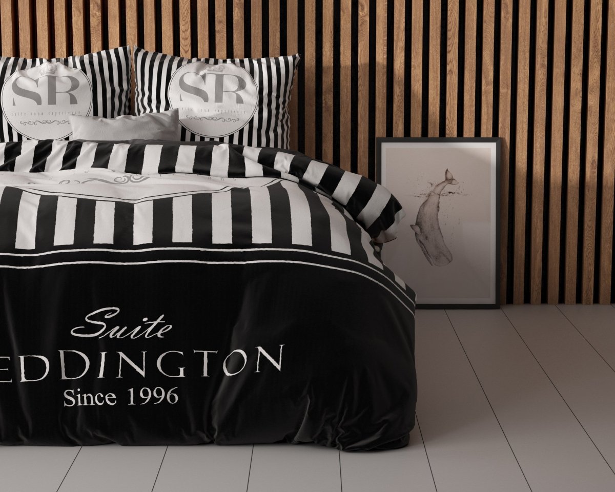 100% Microfibre Duvet Cover Set Reddington | Black | Single - 140cm (W) x 220cm (L) - The Bedding & Blankets Store