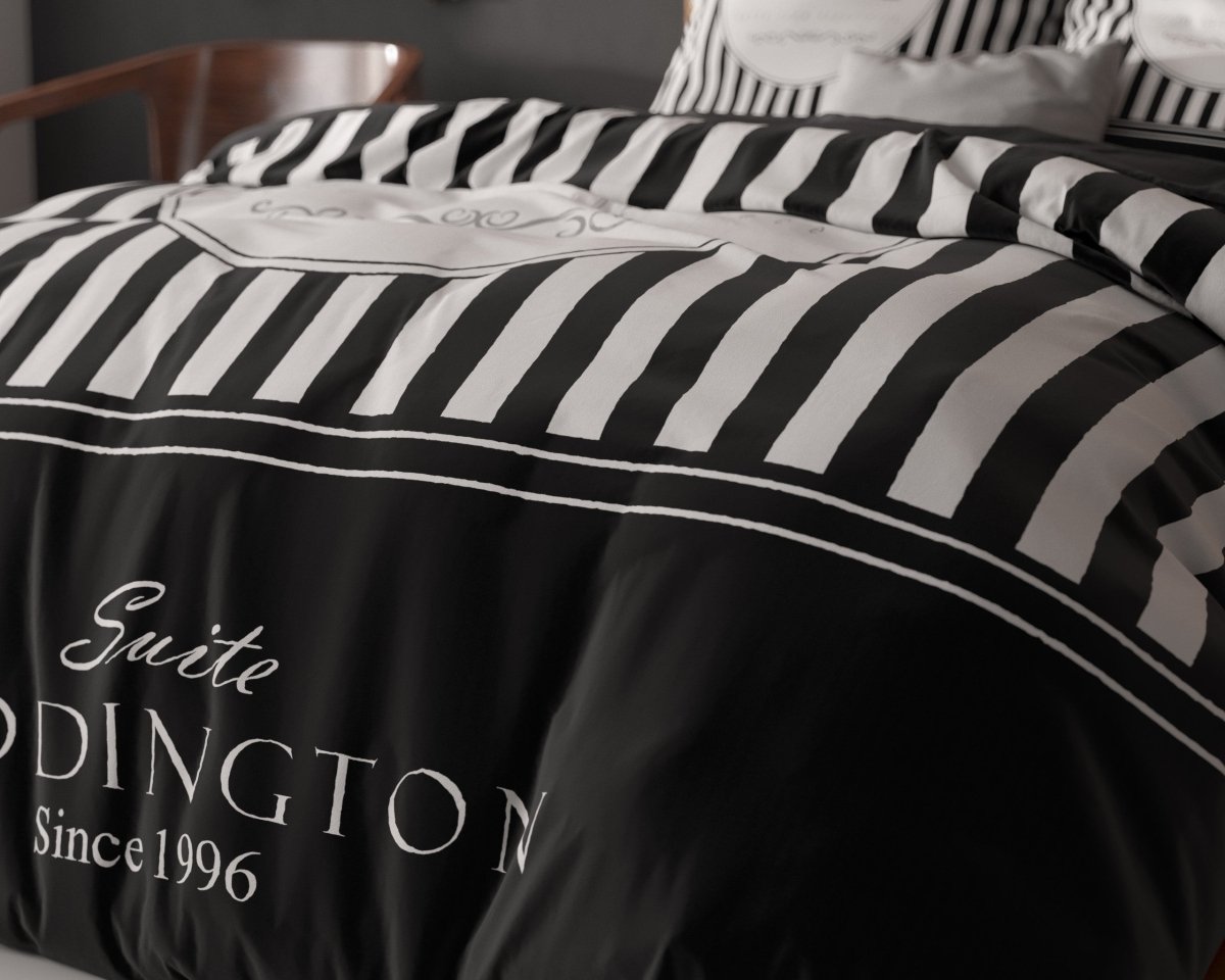 100% Microfibre Duvet Cover Set Reddington | Black | Single - 140cm (W) x 220cm (L) - The Bedding & Blankets Store