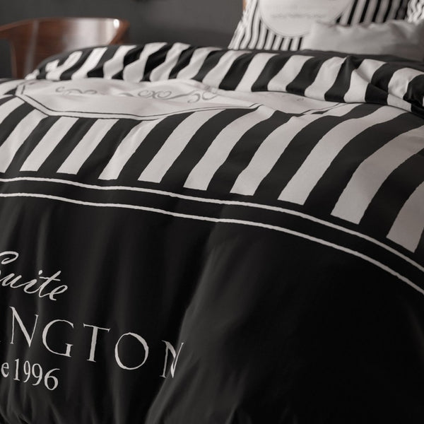 100% Microfibre Duvet Cover Set Reddington | Black | Single - 140cm (W) x 220cm (L) - The Bedding & Blankets Store