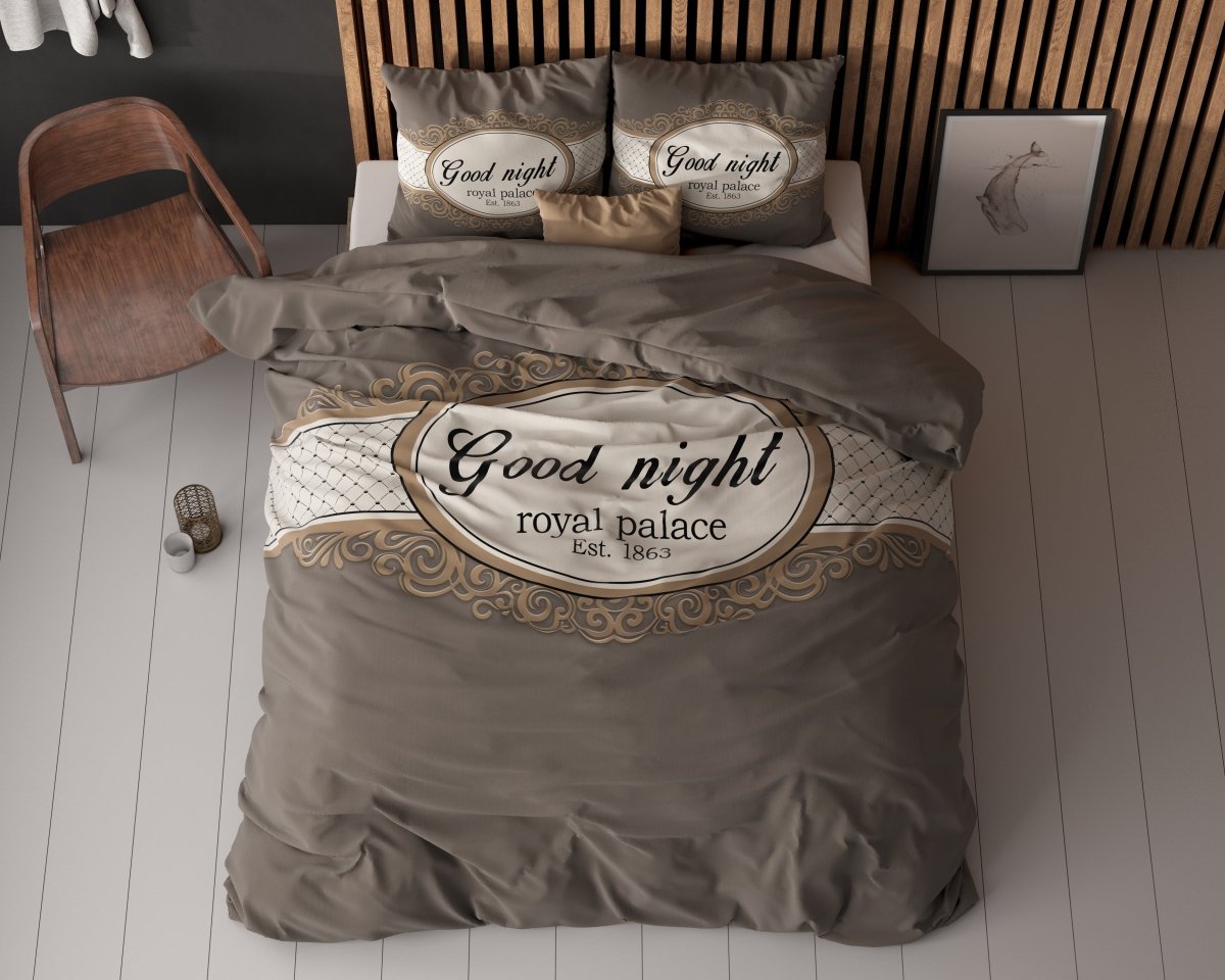 100% Microfibre Duvet Cover Set Royal Palace | Taupe | Single - 140cm (W) x 220cm (L) - The Bedding & Blankets Store