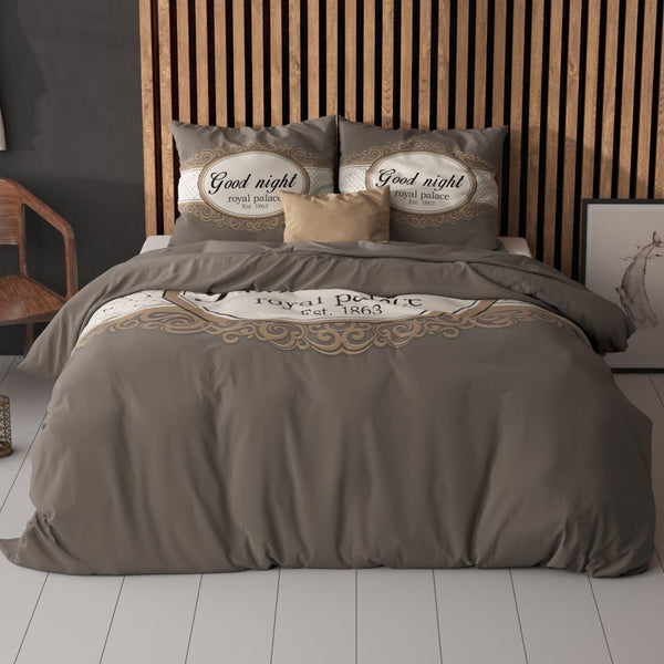 100% Microfibre Duvet Cover Set Royal Palace | Taupe | Single - 140cm (W) x 220cm (L) - The Bedding & Blankets Store