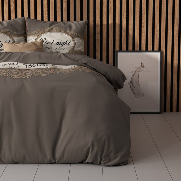 100% Microfibre Duvet Cover Set Royal Palace | Taupe | Single - 140cm (W) x 220cm (L) - The Bedding & Blankets Store