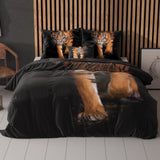 100% Microfibre Duvet Cover Set Tiger Icon | Black | Double - 200cm (W) x 220cm (L) - The Bedding & Blankets Store