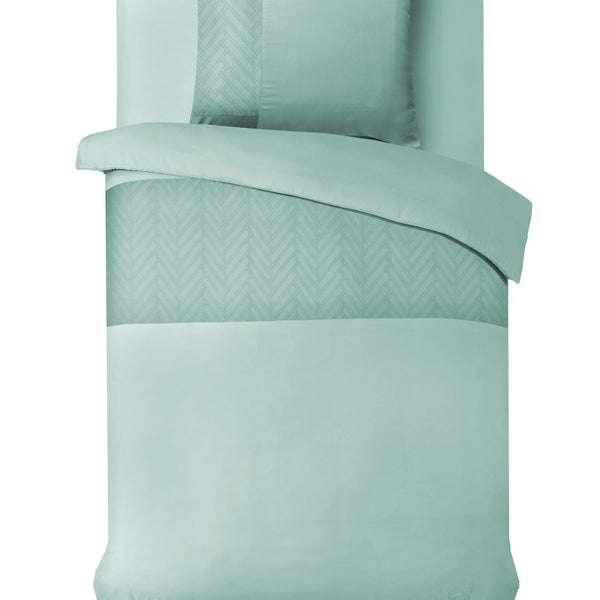 100% Microfibre Duvet Cover Set Valencia | Mint Green | Single - 140cm (W) x 220cm (L) - The Bedding & Blankets Store