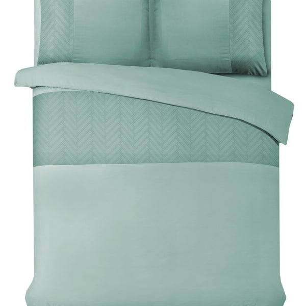 100% Microfibre Duvet Cover Set Valencia | Mint Green | Single - 140cm (W) x 220cm (L) - The Bedding & Blankets Store