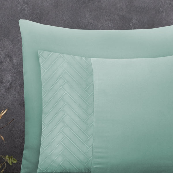 100% Microfibre Duvet Cover Set Valencia | Mint Green | Single - 140cm (W) x 220cm (L) - The Bedding & Blankets Store