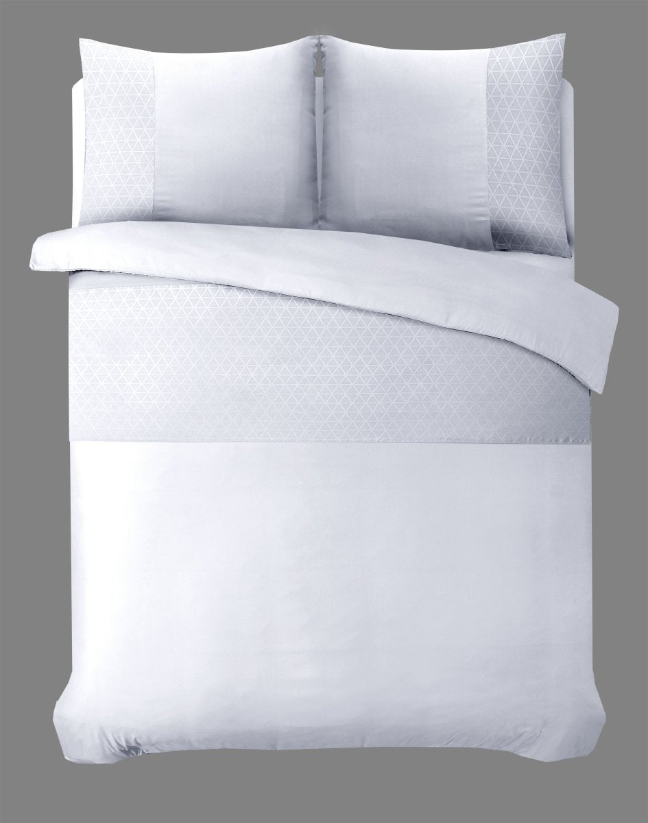 100% Microfibre Duvet Cover Set Valencia | White | Single - 140cm (W) x 220cm (L) - The Bedding & Blankets Store
