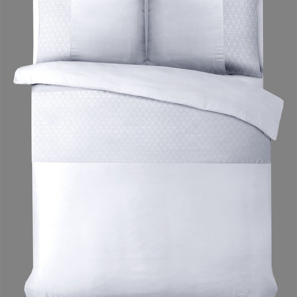 100% Microfibre Duvet Cover Set Valencia | White | Single - 140cm (W) x 220cm (L) - The Bedding & Blankets Store