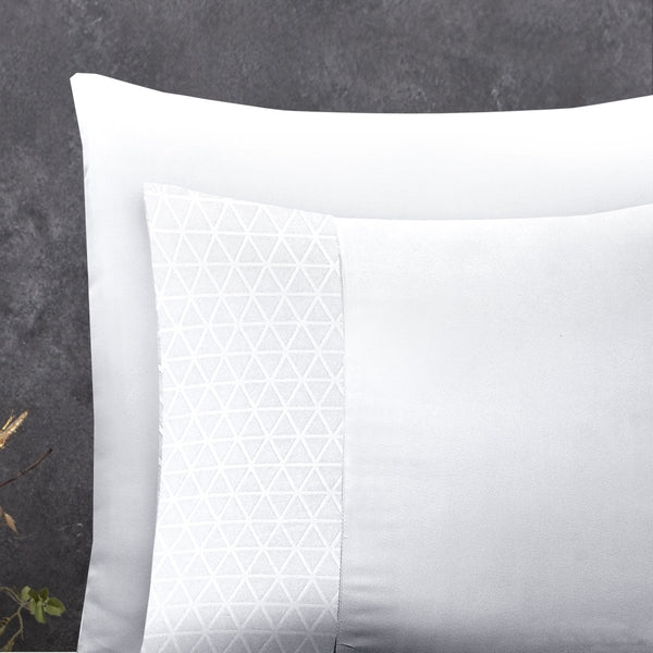 100% Microfibre Duvet Cover Set Valencia | White | Single - 140cm (W) x 220cm (L) - The Bedding & Blankets Store