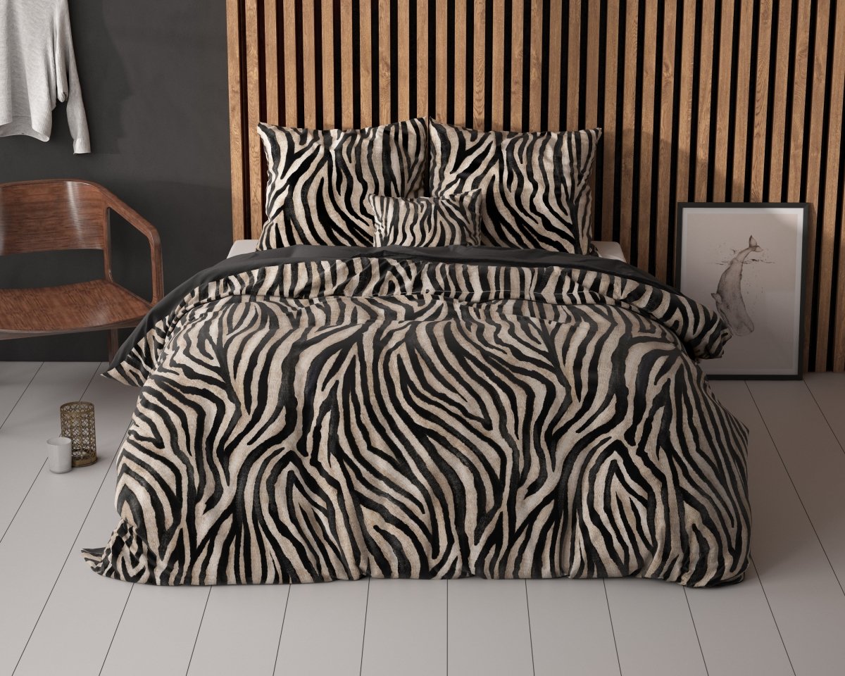 100% Microfibre Duvet Cover Set Zebra Icon | Black | Single - 140cm (W) x 220cm (L) - The Bedding & Blankets Store