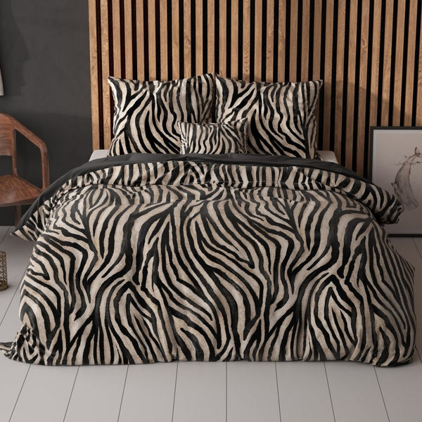 100% Microfibre Duvet Cover Set Zebra Icon | Black | Single - 140cm (W) x 220cm (L) - The Bedding & Blankets Store