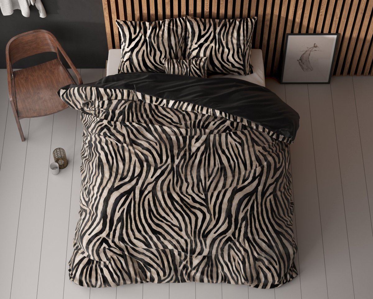 100% Microfibre Duvet Cover Set Zebra Icon | Black | Single - 140cm (W) x 220cm (L) - The Bedding & Blankets Store