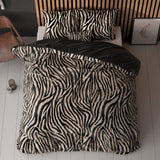 100% Microfibre Duvet Cover Set Zebra Icon | Black | Single - 140cm (W) x 220cm (L) - The Bedding & Blankets Store