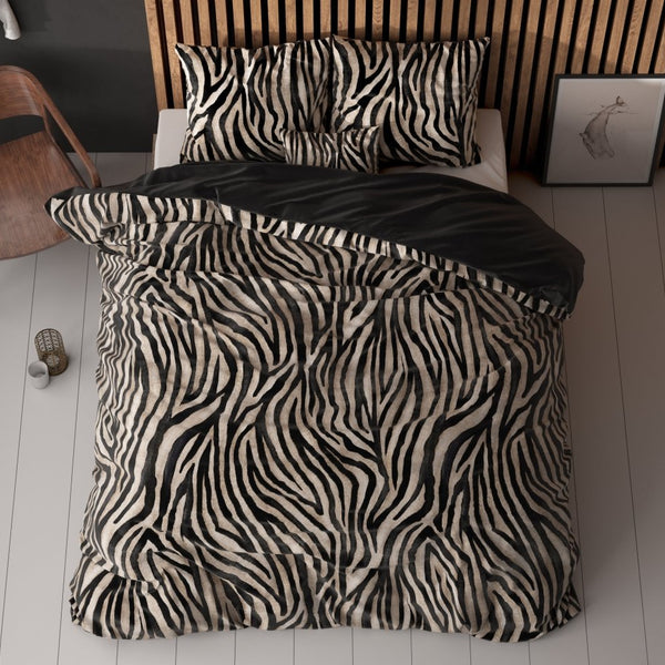100% Microfibre Duvet Cover Set Zebra Icon | Black | Single - 140cm (W) x 220cm (L) - The Bedding & Blankets Store