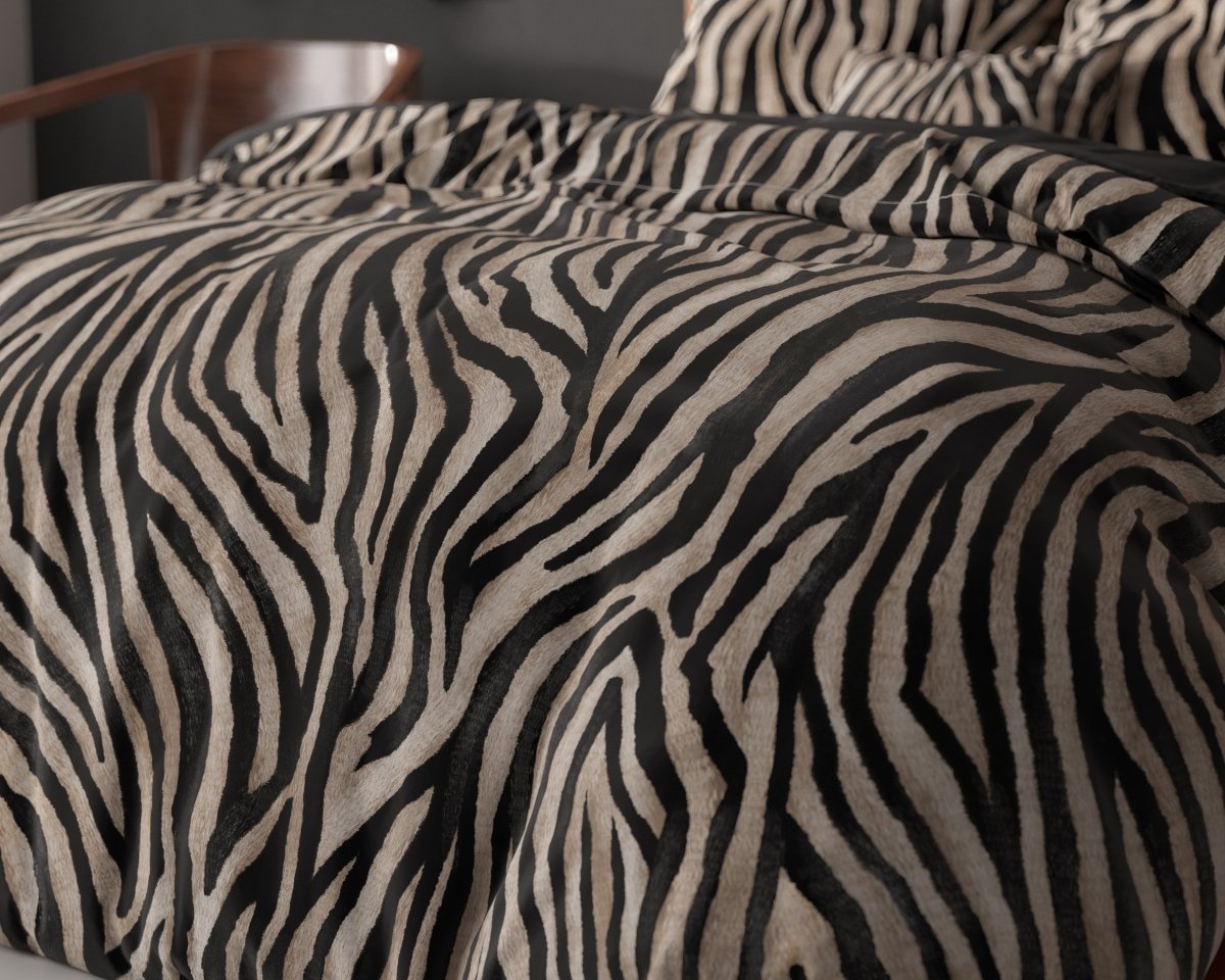100% Microfibre Duvet Cover Set Zebra Icon | Black | Single - 140cm (W) x 220cm (L) - The Bedding & Blankets Store