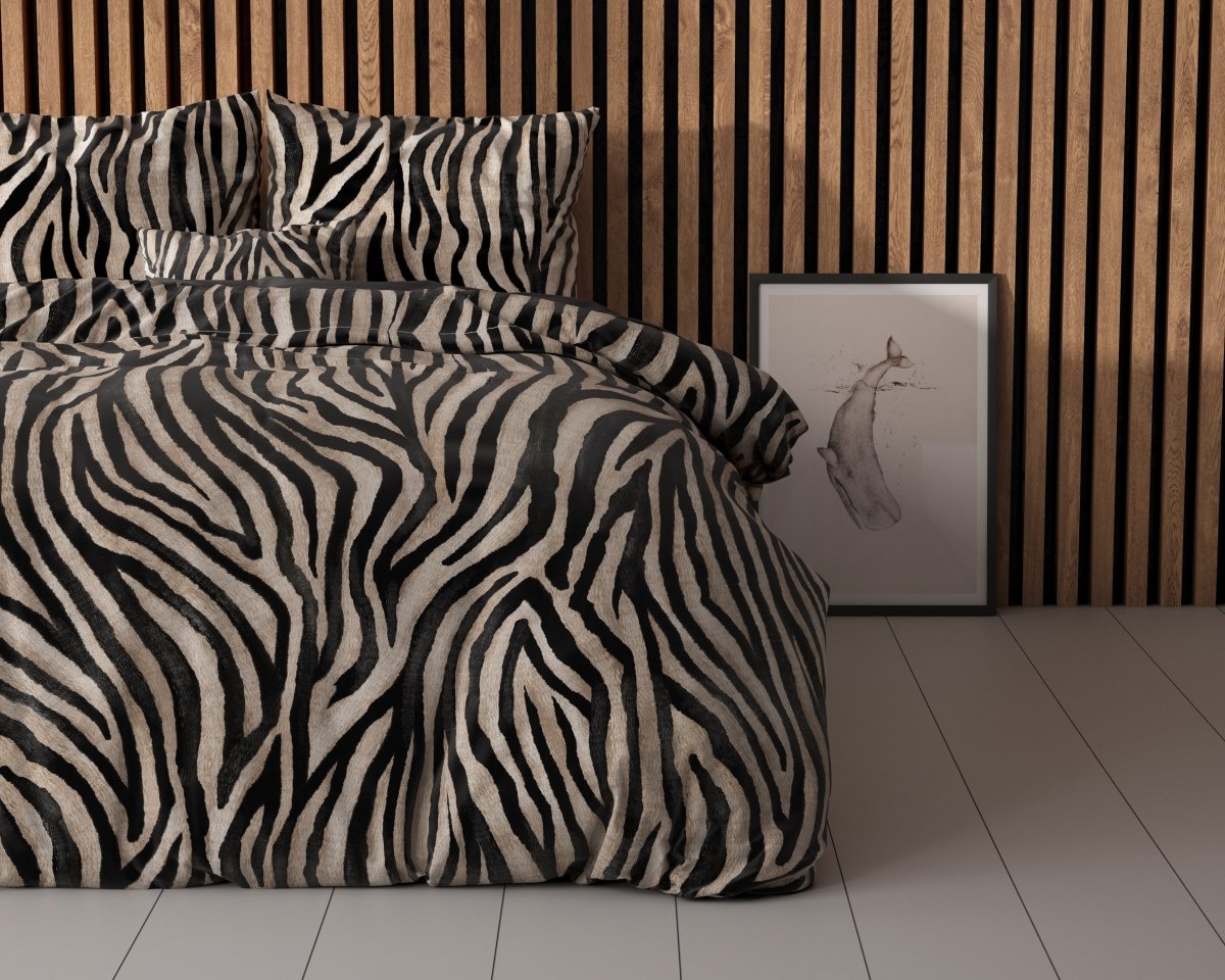 100% Microfibre Duvet Cover Set Zebra Icon | Black | Single - 140cm (W) x 220cm (L) - The Bedding & Blankets Store