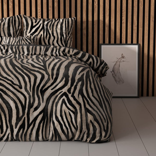 100% Microfibre Duvet Cover Set Zebra Icon | Black | Single - 140cm (W) x 220cm (L) - The Bedding & Blankets Store