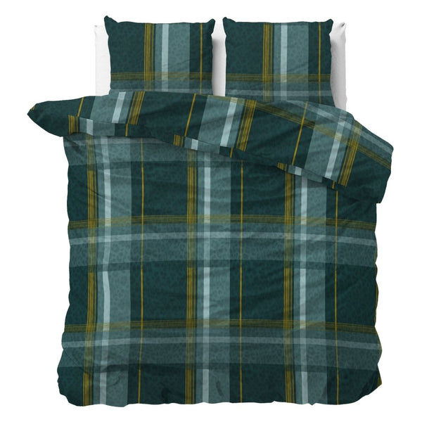 100% Microfibre Duvet Cover Set Zoni | Green | Single - 140cm (W) x 220cm (L) - The Bedding & Blankets Store