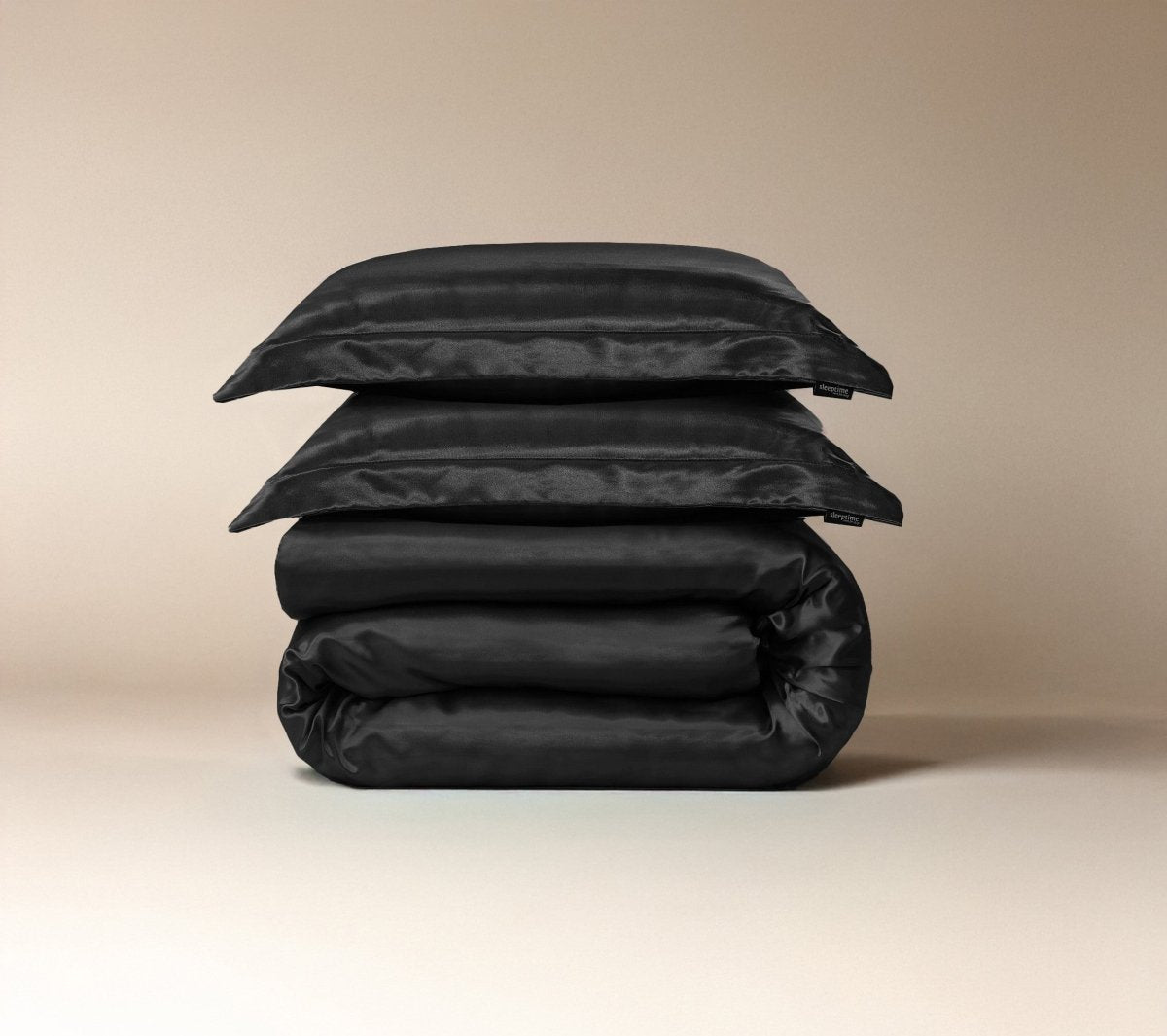 100% Micropercale Sateen Duvet Cover Set Glossy | Black | Single - 140cm (W) x 220cm (L) - The Bedding & Blankets Store